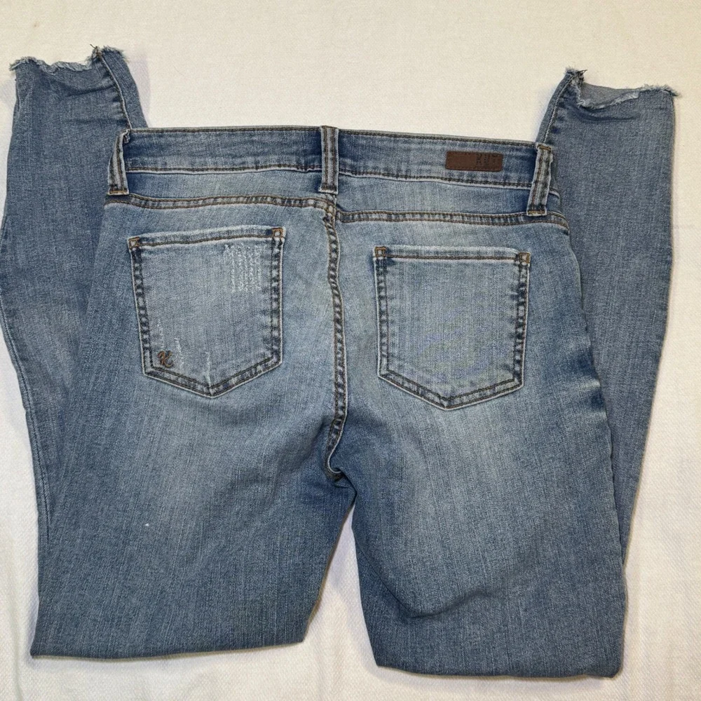 Kut‎ from the Kloth Ankle Skinny Jeans Light Wash Distressed Frayed Hem Size 4